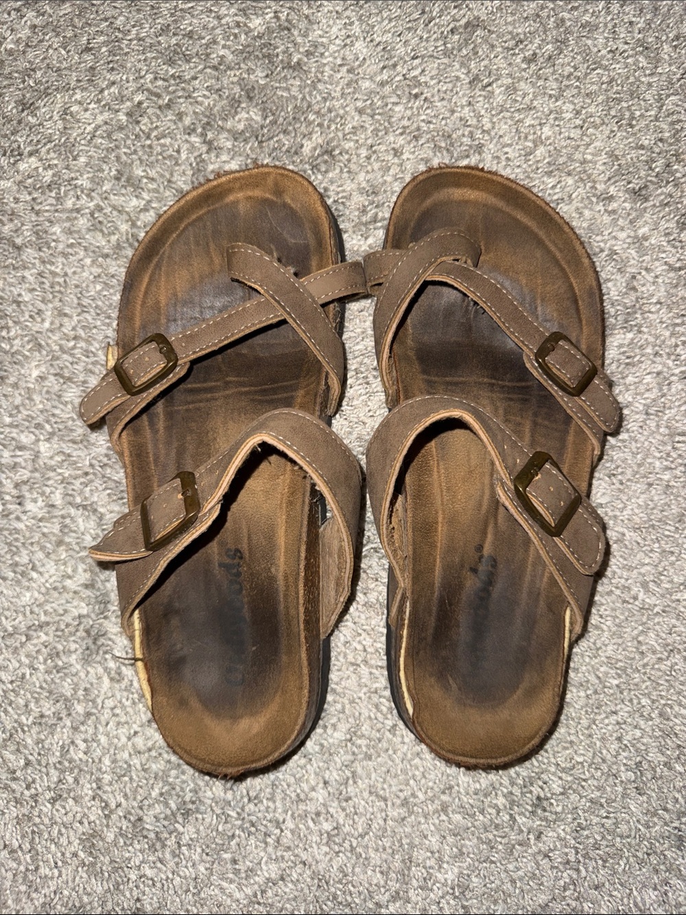 Outwoods Brown Double-Strap Buckle Sandals - Womens Size 6